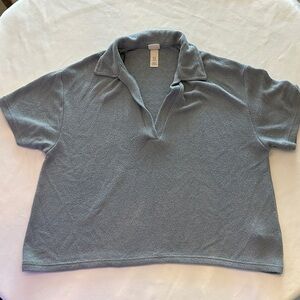 H&M Blue Collared Knit Top